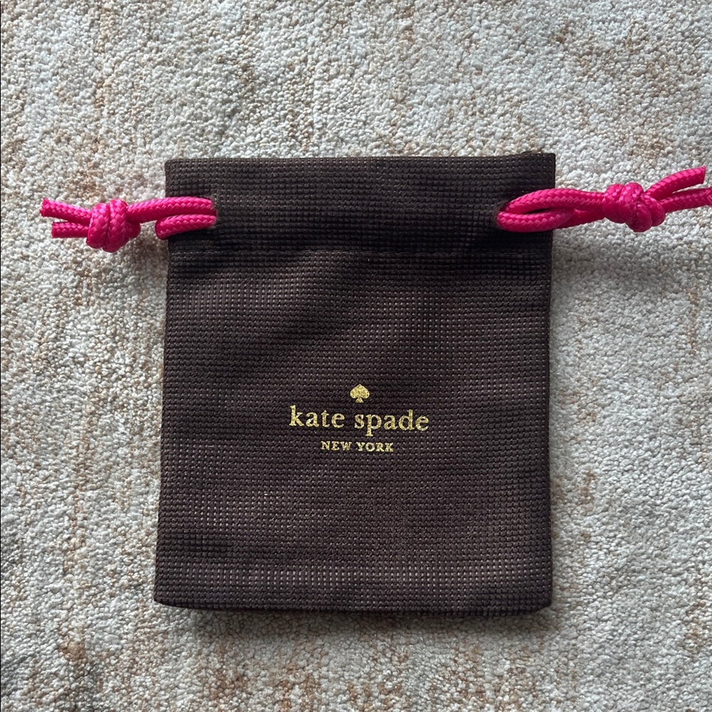 Kate Spade Dark Brown Pouch with Pink Accents
